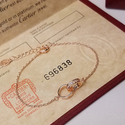 [Marins]LOVE DOUBLE RING HALF DIAMOND BRACELET