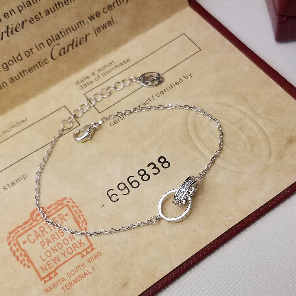 [Marins]LOVE DOUBLE RING HALF DIAMOND BRACELET