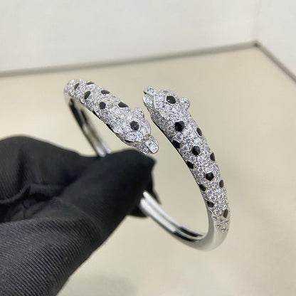 [Marins]PANTHERE DOUBLE HEADED HALF DIAMOND OPEN BRACELET