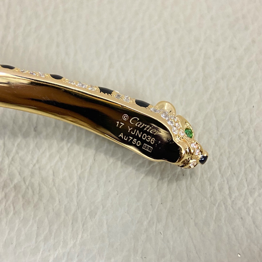 [Marins]PANTHERE DOUBLE HEADED HALF DIAMOND OPEN BRACELET