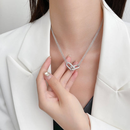 [Marins]HARDWEAR DIAMOND PEDANT DOUBLE CHAIN NECKLACE