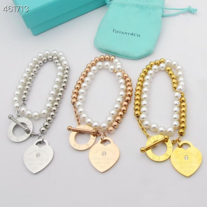 [Marins]RETURN TO TIF HEART TAF BEAD PEARL BRACELET