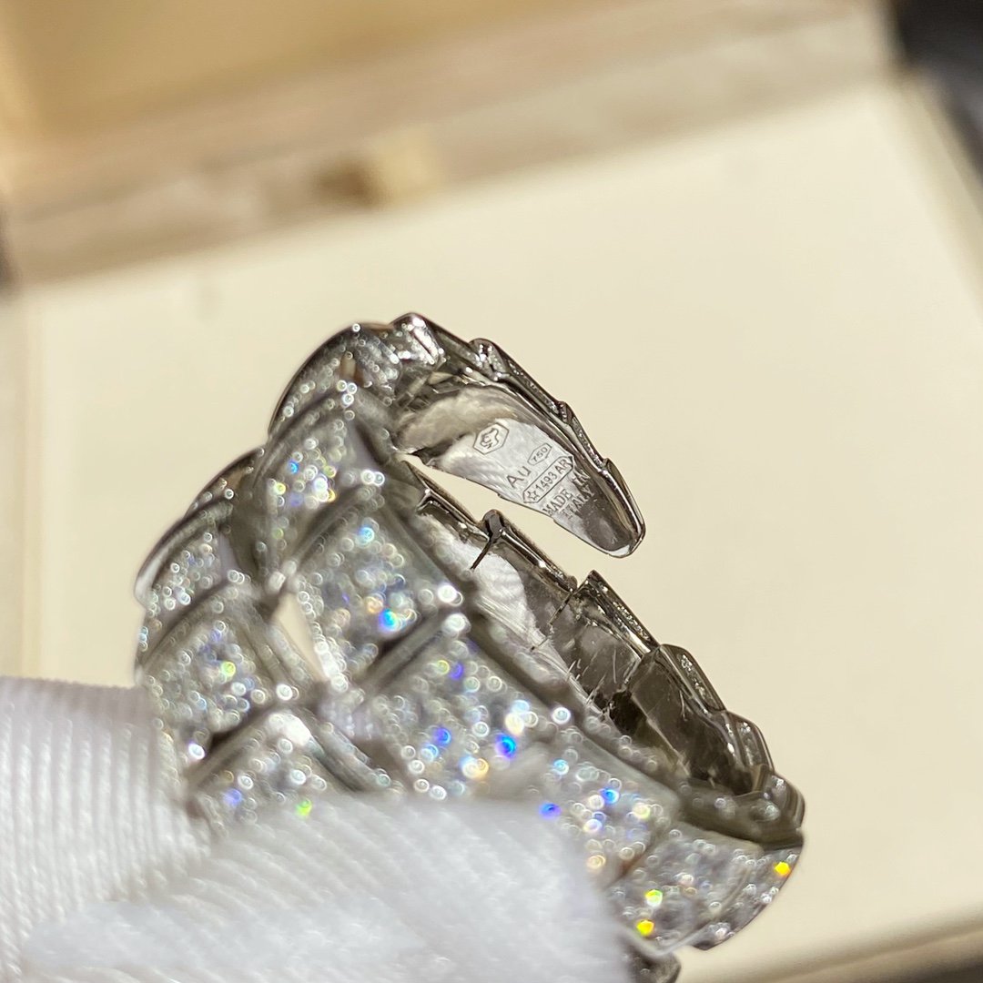 [Marins]SERPENTI DOUBLE RING SILVER DIAMOND PAVED