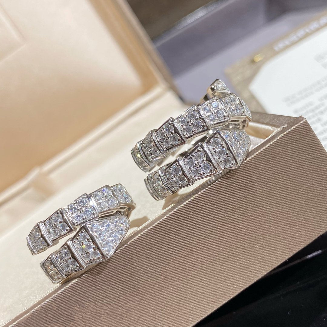 [Marins]SERPENTI DOUBLE RING SILVER DIAMOND PAVED