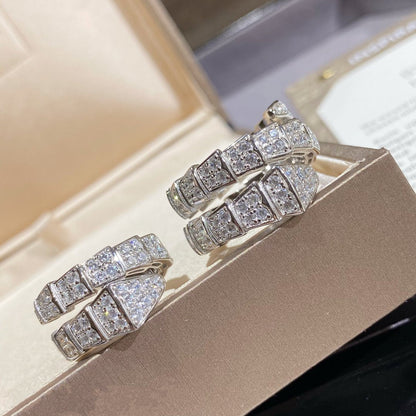 [Marins]SERPENTI DOUBLE RING SILVER DIAMOND PAVED