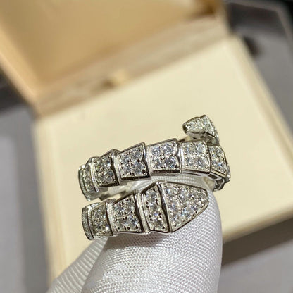 [Marins]SERPENTI DOUBLE RING SILVER DIAMOND PAVED