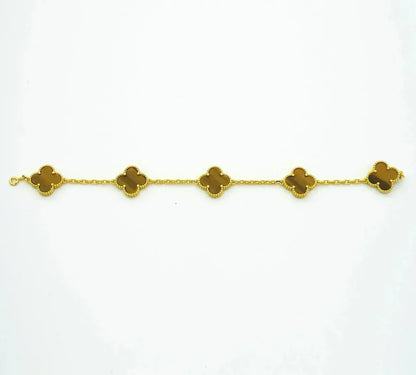 [Marins] CLOVER 5 MOTIFS TIGER EYE BRACELET COLLECTION