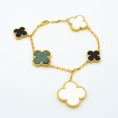 [Marins]CLOVER BRACELET 5 MOTIFS ONYX MOP