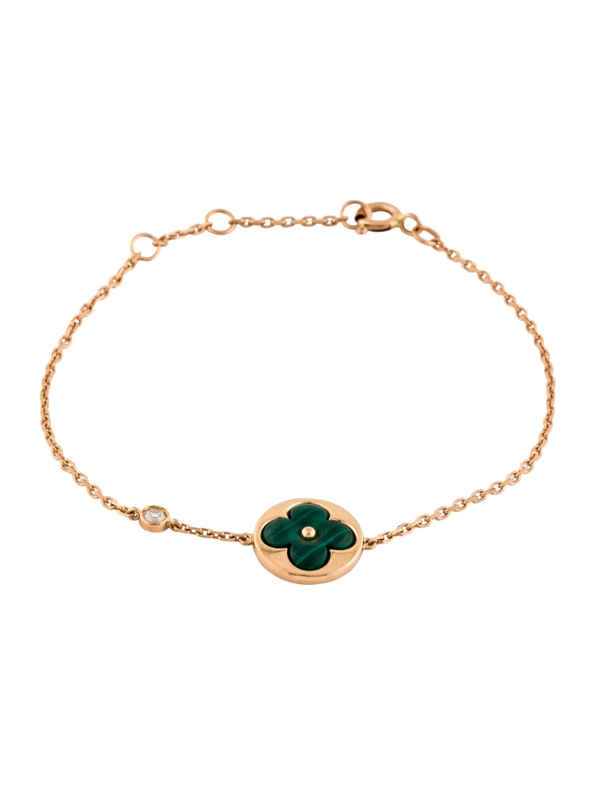 [Marins]SUN MALACHITE 1 DIAMOND PINK GOLD BRACELET