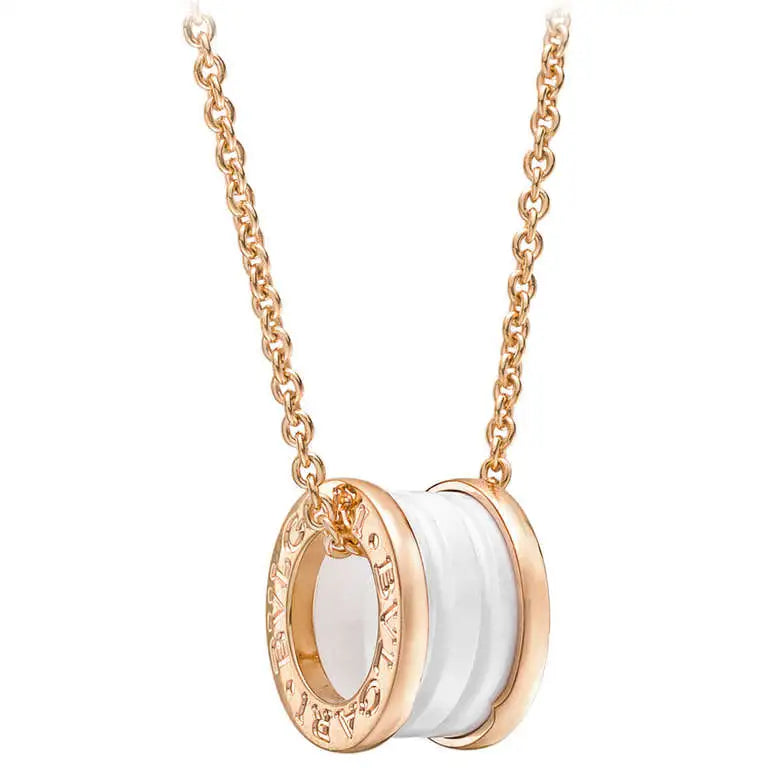[Marins]ZERO 1 WHITE CERAMIC PINK GOLD DIAMOND NECKLACE