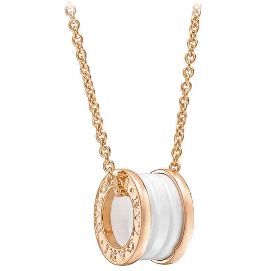 [Marins]ZERO 1 WHITE CERAMIC PINK GOLD DIAMOND NECKLACE