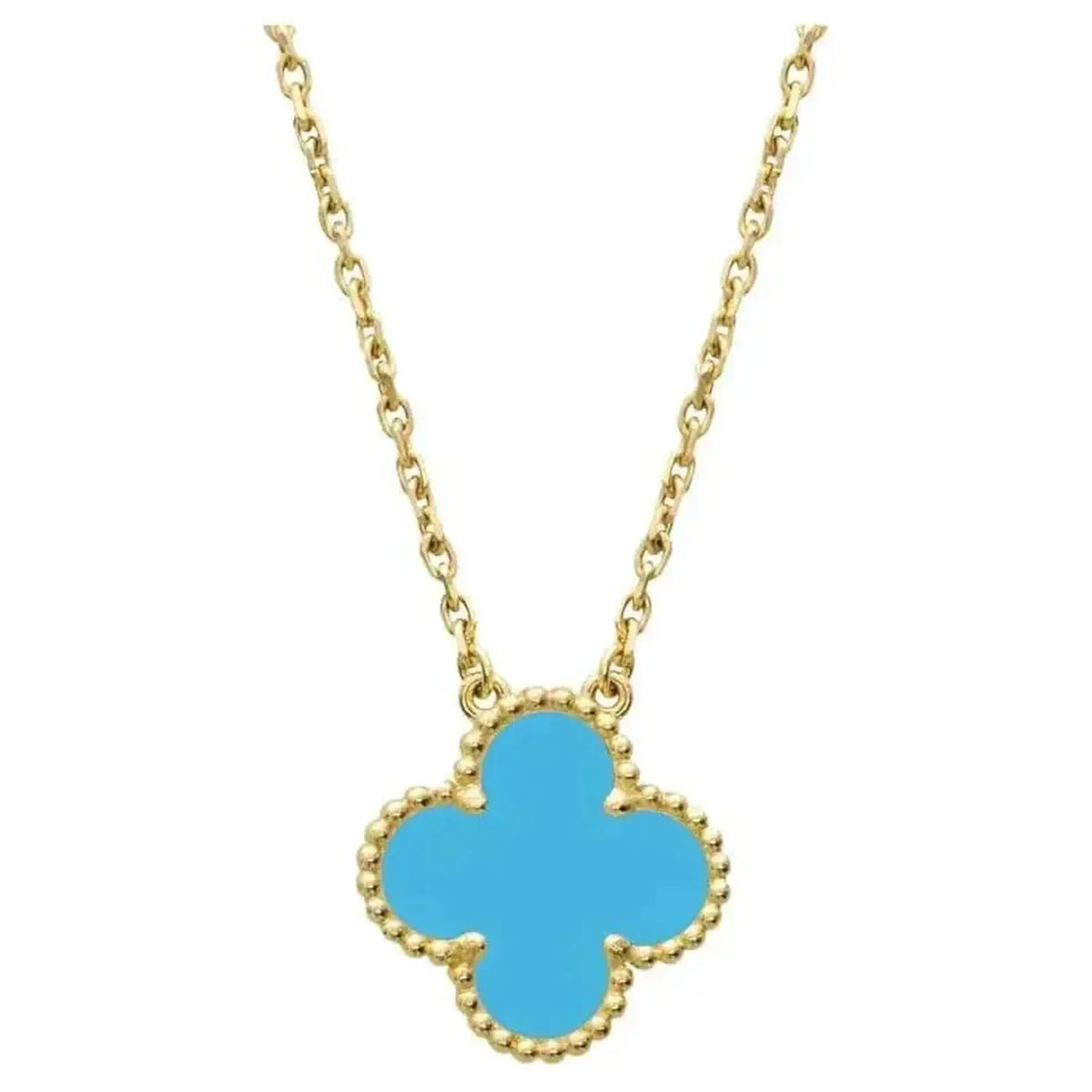 [Marins]CLOVER 15MM VINTAGE TURQUOISE NECKLACE