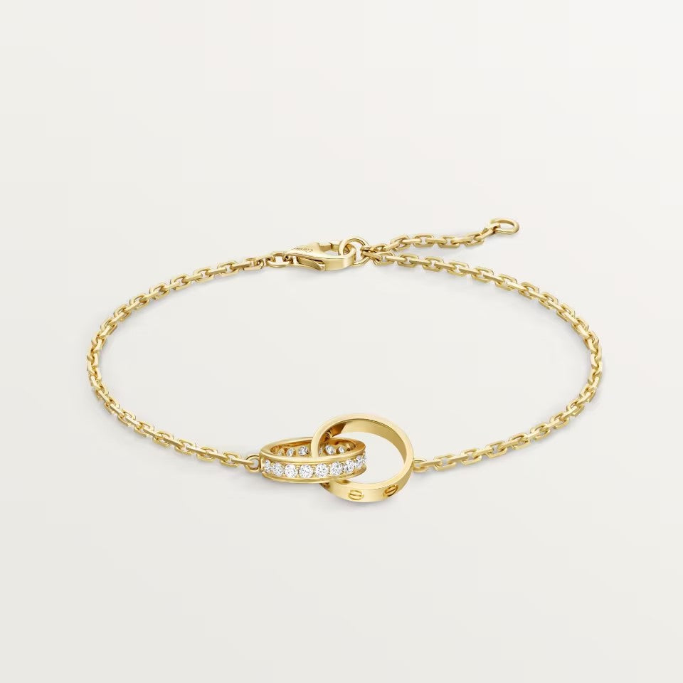 [Marins]LOVE DOUBLE RING HALF DIAMOND BRACELET