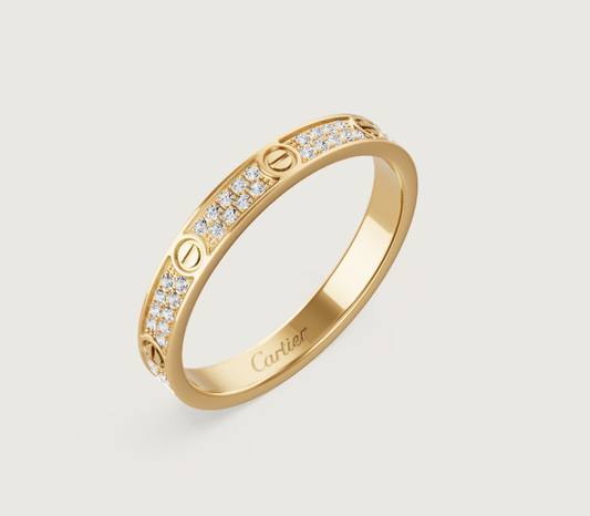 [Marins]LOVE RING 2.6mm-wide full-diamond ring Gold