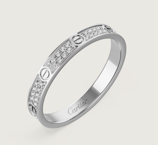[Marins]LOVE RING 2.6mm-wide full-diamond ring silver