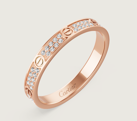[Marins]LOVE RING 2.6mm-wide full-diamond ring Rose Gold