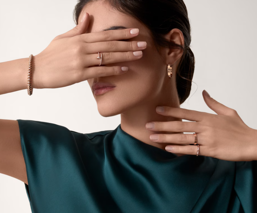 [Marins]LOVE RING 2.6mm-wide full-diamond ring Rose Gold