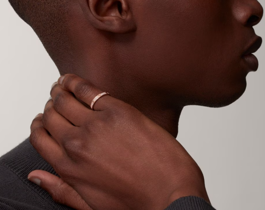 [Marins]LOVE RING 2.6mm-wide full-diamond ring Rose Gold