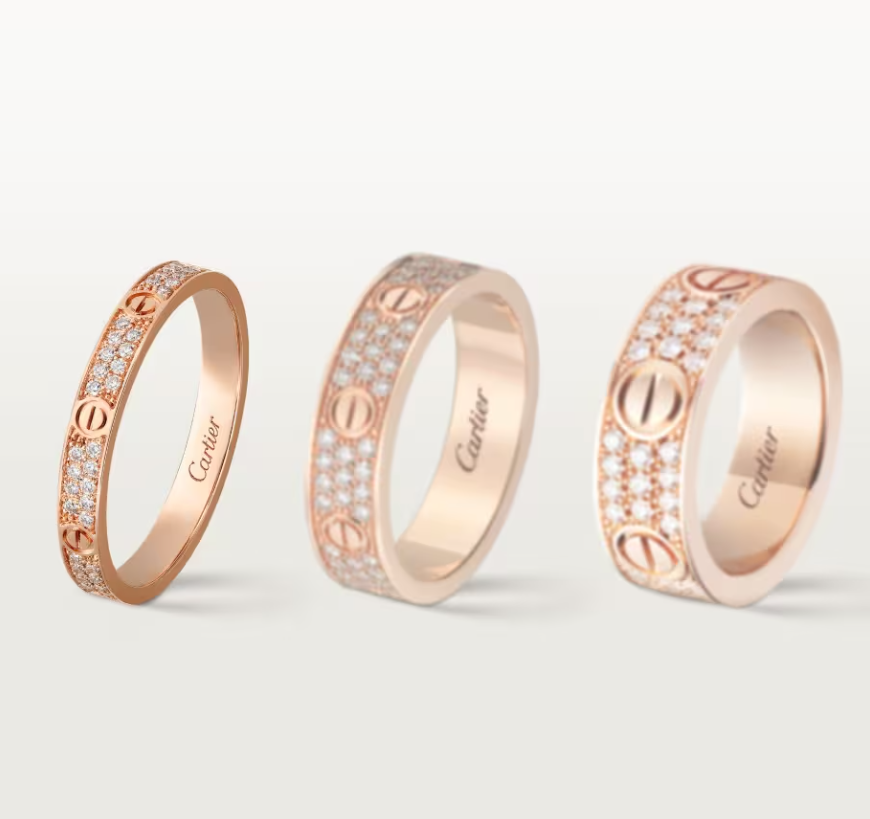 [Marins]LOVE RING 2.6mm-wide full-diamond ring Rose Gold
