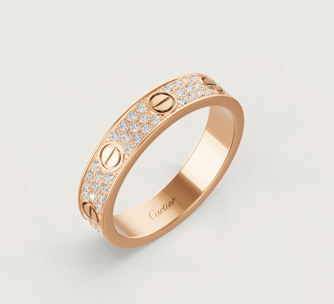 [Marins]LOVE RING 4mm-wide full-diamond ring Rose Gold