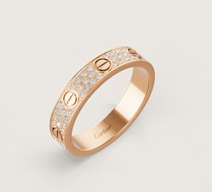 [Marins]LOVE RING 4mm-wide full-diamond ring Rose Gold