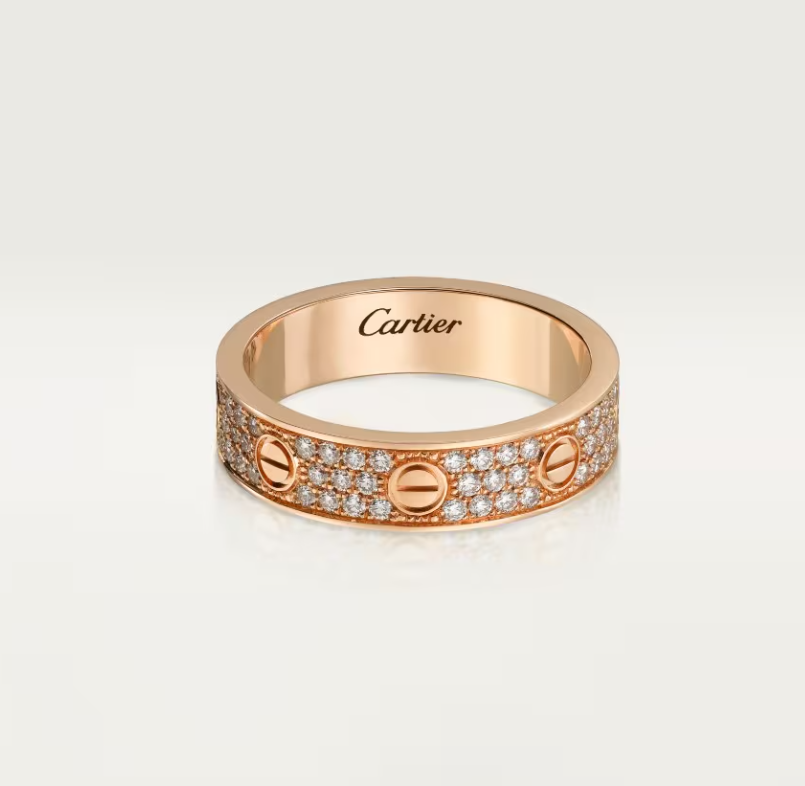 [Marins]LOVE RING 4mm-wide full-diamond ring Rose Gold