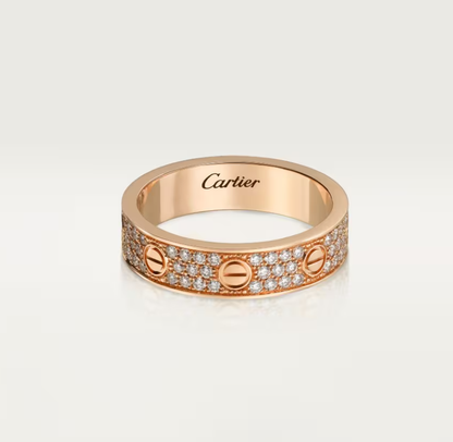 [Marins]LOVE RING 4mm-wide full-diamond ring Rose Gold
