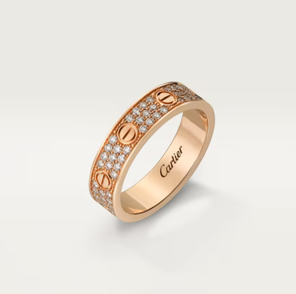 [Marins]LOVE RING 4mm-wide full-diamond ring Rose Gold