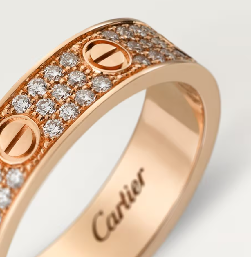 [Marins]LOVE RING 4mm-wide full-diamond ring Rose Gold