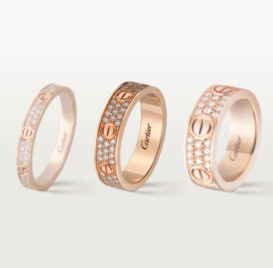 [Marins]LOVE RING 4mm-wide full-diamond ring Rose Gold