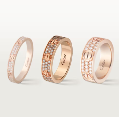 [Marins]LOVE RING 4mm-wide full-diamond ring Rose Gold