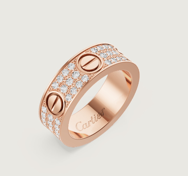 [Marins]LOVE RING 6.5mm-wide full-diamond ring Rose Gold