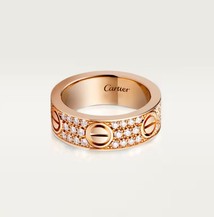 [Marins]LOVE RING 6.5mm-wide full-diamond ring Rose Gold