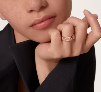 [Marins]LOVE RING 6.5mm-wide full-diamond ring Rose Gold