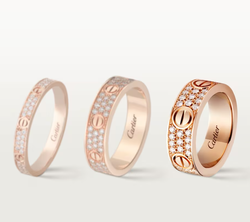 [Marins]LOVE RING 6.5mm-wide full-diamond ring Rose Gold