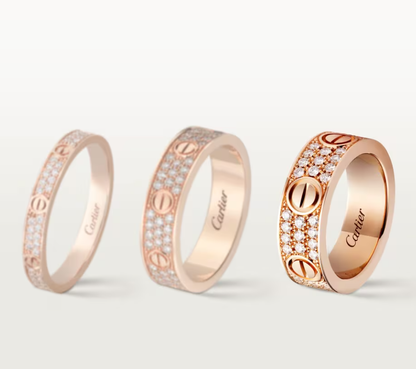 [Marins]LOVE RING 6.5mm-wide full-diamond ring Rose Gold