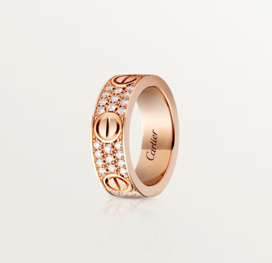 [Marins]LOVE RING 6.5mm-wide full-diamond ring Rose Gold