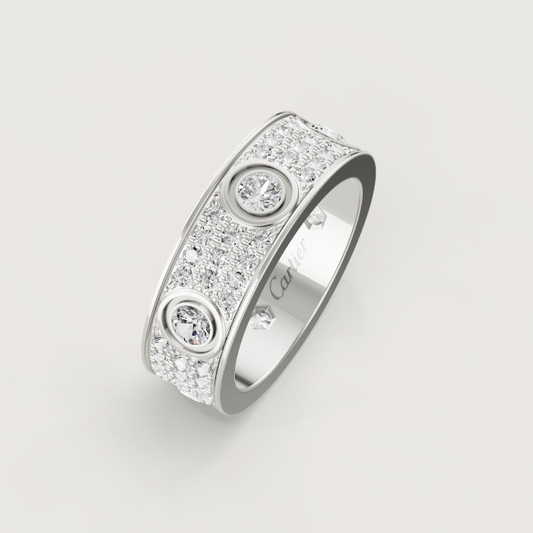 [Marins]LOVE RING 6.5MM Full Diamond, 6 Major Diamonds Silver