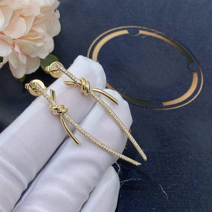 [Marins]KNOT DROP EARRINGS IN YELLOW GOLD WITH DIAMONDS