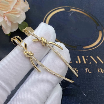 [Marins]KNOT DROP EARRINGS IN YELLOW GOLD WITH DIAMONDS