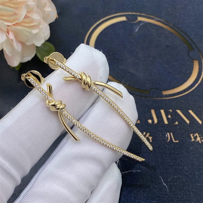 [Marins]KNOT DROP EARRINGS IN YELLOW GOLD WITH DIAMONDS
