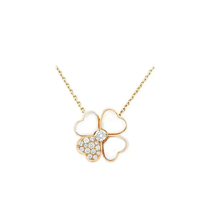 [Marins]CLOVER MOP DIAMOND ROSE GOLD NECKLACE