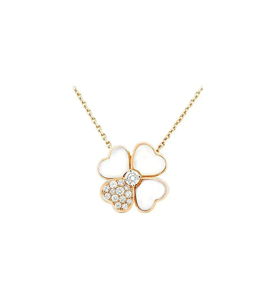 [Marins]CLOVER MOP DIAMOND ROSE GOLD NECKLACE
