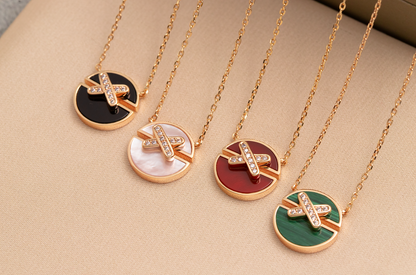[Marins]JEUX DE PINK GOLD DIAMOND NECKLACE