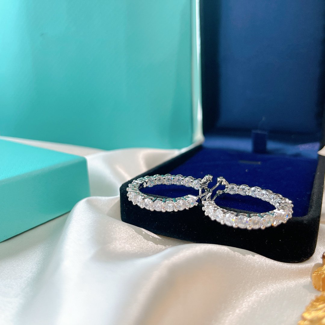 [Marins]SILVER DIAMOND HOOP EARRINGS