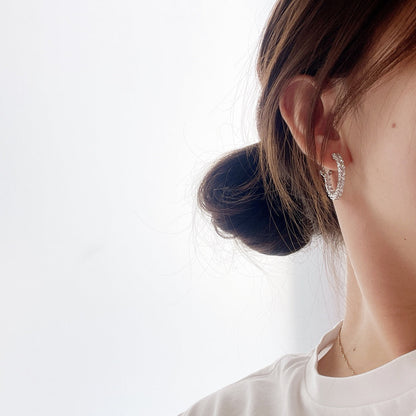 [Marins]SILVER DIAMOND HOOP EARRINGS