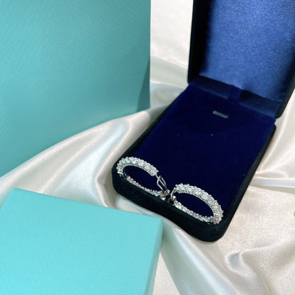 [Marins]SILVER DIAMOND HOOP EARRINGS