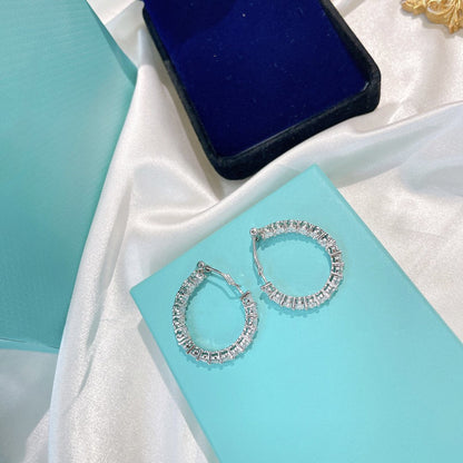 [Marins]SILVER DIAMOND HOOP EARRINGS