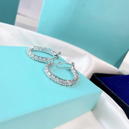 [Marins]SILVER DIAMOND HOOP EARRINGS