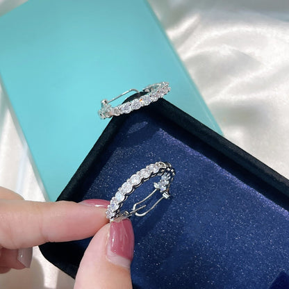 [Marins]SILVER DIAMOND HOOP EARRINGS
